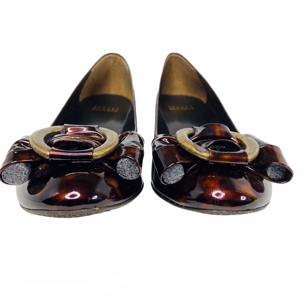 Stuart Weitzman Tortoise Patent Women’s 6 Shoes Caring Brown Demi Wedge Shoes - Picture 4 of 16